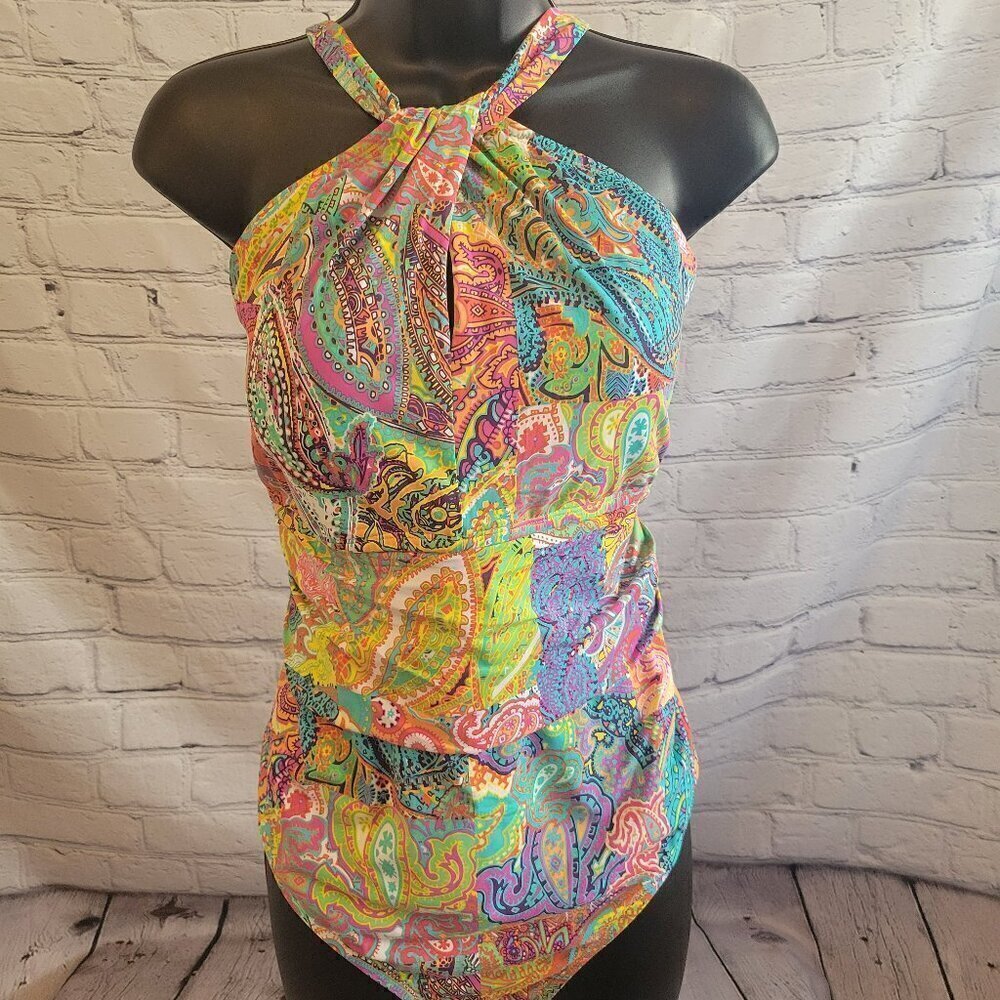 Bleu Rod Beattie Plus Size Bohemian Halter-Neck Swimsuit
